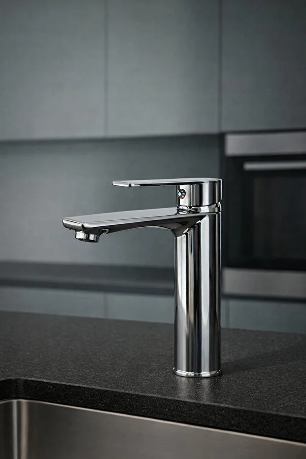 SUVİA Lavabo Bataryası Krom | Sıcak-Soğuk, Modern Tasarım, Düz Kollu